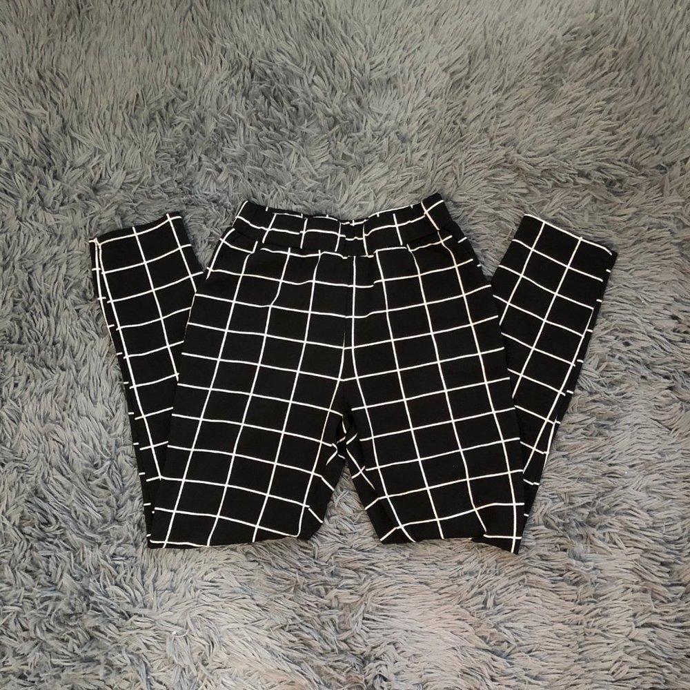 SHEIN High Waist Plaid Skinny Pants
